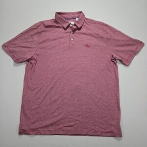 Tommy Bahama Polo Marlin logo Shirt Red Striped Short Sleeve Cotton Men's Medium